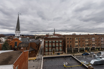 Naklejka premium Aerial of downtown historic york, pennsylvania in spring