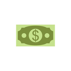 Dollar currency banknote green. Dollars bill, money banknote. Flat vector illustration of money.