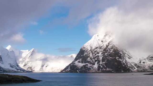 Fjords in the mountains of norway, time lapse