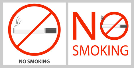 No smoking label isolated on white background. Bad habit. Health care. Vector icon illustration.  Flat style.