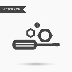 Vector business icon screwdriver and nut. Icon for for annual reports, charts, presentations, workflow layout, banner, number options, step up options, web design. Contemporary flat design