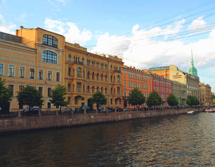 Buildings and the canal in Saint Petersburg, Russia - July 2016