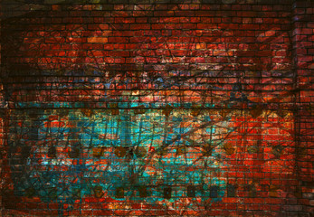 Obraz premium Abstract creative background - lines, light and color. Red and green. Brick texture