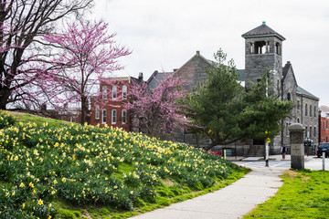 Saint elizabeth catholic church from patterson park in baltimore, maryland