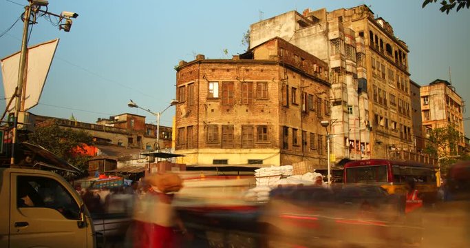 Time lapse of busy streets in Calcutta, India.