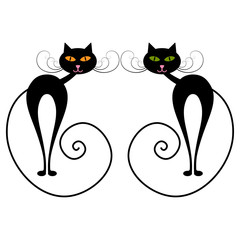 two black cats on a white background