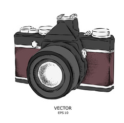 Sketch of a vintage camera. Vector illustration
