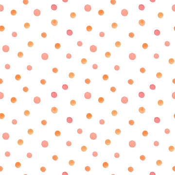 Seamless pattern with small watercolor painted dots.