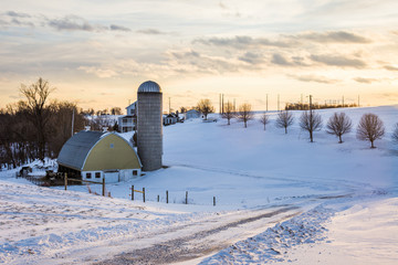 Snowy country land in southern york county in pennsylvania