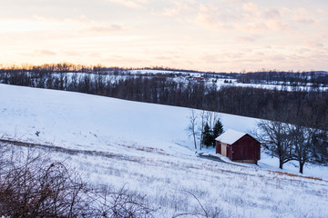 Snowy country land in southern york county in pennsylvania