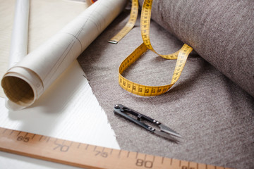 close up picture of Tailor tools on table