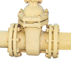 metal pipe with valve on a white