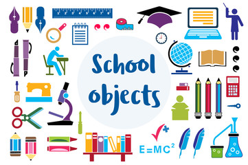 Set of silhouettes of objects Back to school