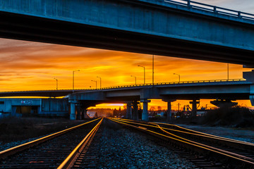 Train track sunset