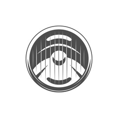 Round car headlight.