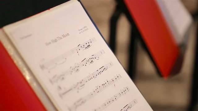 shot of musicians notes in concert