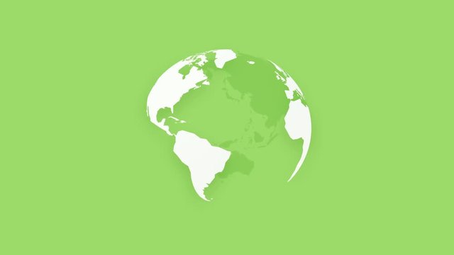 simple white globe earth on green background