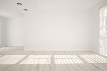 White empty room. Scandinavian interior design. 3D illustration