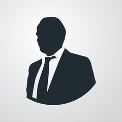 Icono plano silueta torso hombre de negocios en fondo degradado