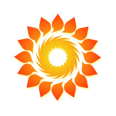 Template for creating a logo in the form of a curl. Stylized sun icon. Round dynamic simple element.