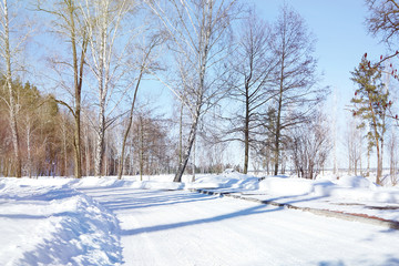 Winter road outside city