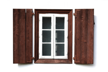  old Wooden window with open shutter