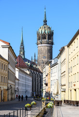 Schlosskirche und Boulevard in Wittenberg