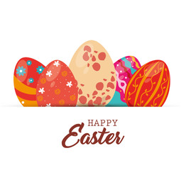 eggs painted easter celebration vector illustration design