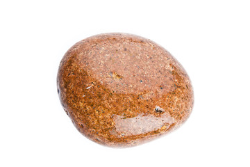 Red wet sea stone isolated on white background