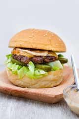 delicious hamburger and souce