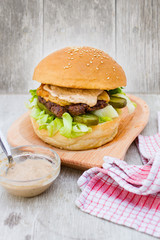 delicious hamburger and souce