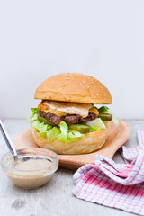 delicious hamburger and souce