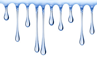 Stretched drops of transparent gel, isolated on white background