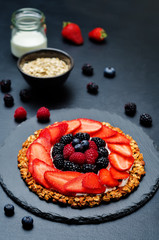 Granola crust greek yogurt berries breakfast pizza
