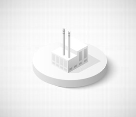 Obraz premium 3D isometric city icon. Dimensional sign and symbol on urban theme with building, houses and structure for real estate agencies and sites