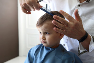 child haircut in the barbershop