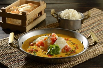 Cod with sauce and rice