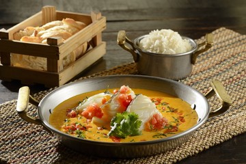 Cod with sauce and rice