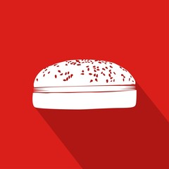 Hamburger Flat Icon With Red Background, Vector, Illustration