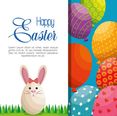cute rabbit happy easter vector illustration design