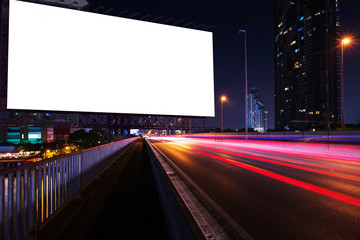 Obraz premium blank large billboard near night street, city for advertisement.