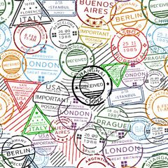 Retro Postal Seamless Pattern