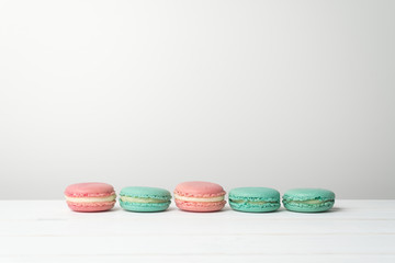 Macaroon cookies on a white background