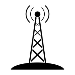 silhouette radio antenna transmission mast communication vector illustration