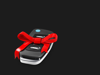 Black car remote key, 3d Illustration Isolated Black
