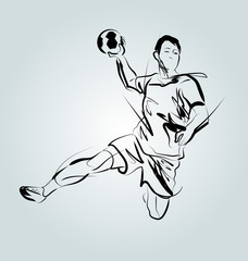 Vector line sketch of a handball player