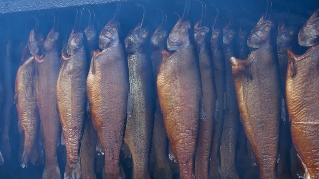 Delicious smoked fish. Rainbow trout