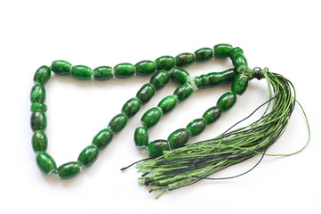 green beads isolated on white