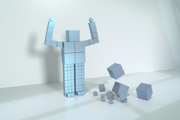 3d rendering of cubes robot