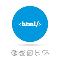 HTML sign icon. Markup language symbol.